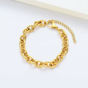 Pulsera dorada de eslabones gruesos